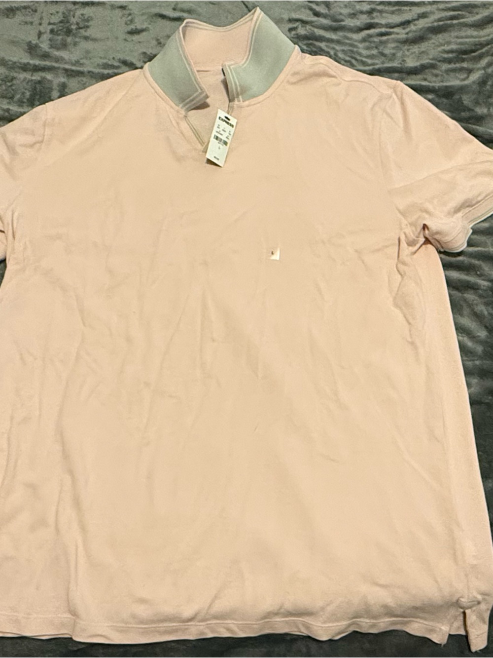 Express Light Pink Polo with Contrasting Gray Collar